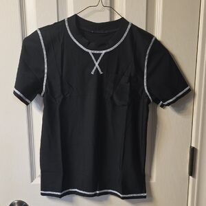 Kids Black Swim One Piece with White Trim